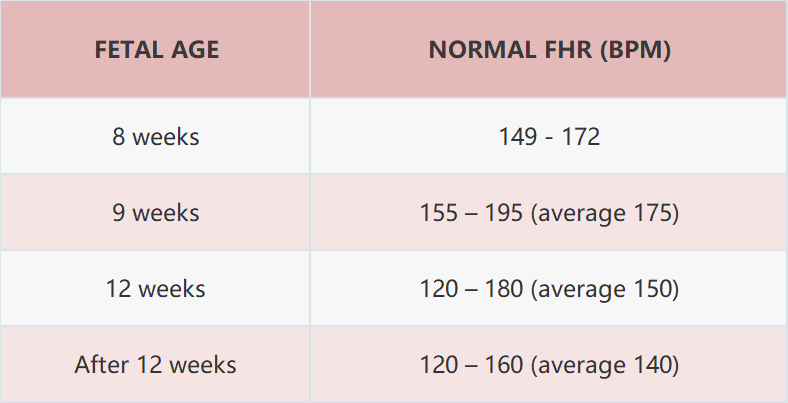 Normal Fetal Heart Rate at 15 Weeks Pregnant