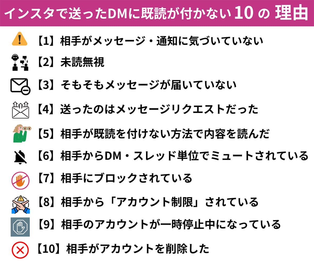 インスタDmで既読がつかない原因は？ブロック判定と2026年最新設定