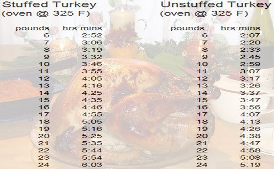 Cook Time for 21 Pound Stuffed Turkey