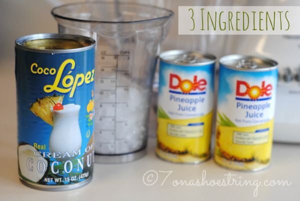 Ingredients for Pina Colada Non Alcoholic
