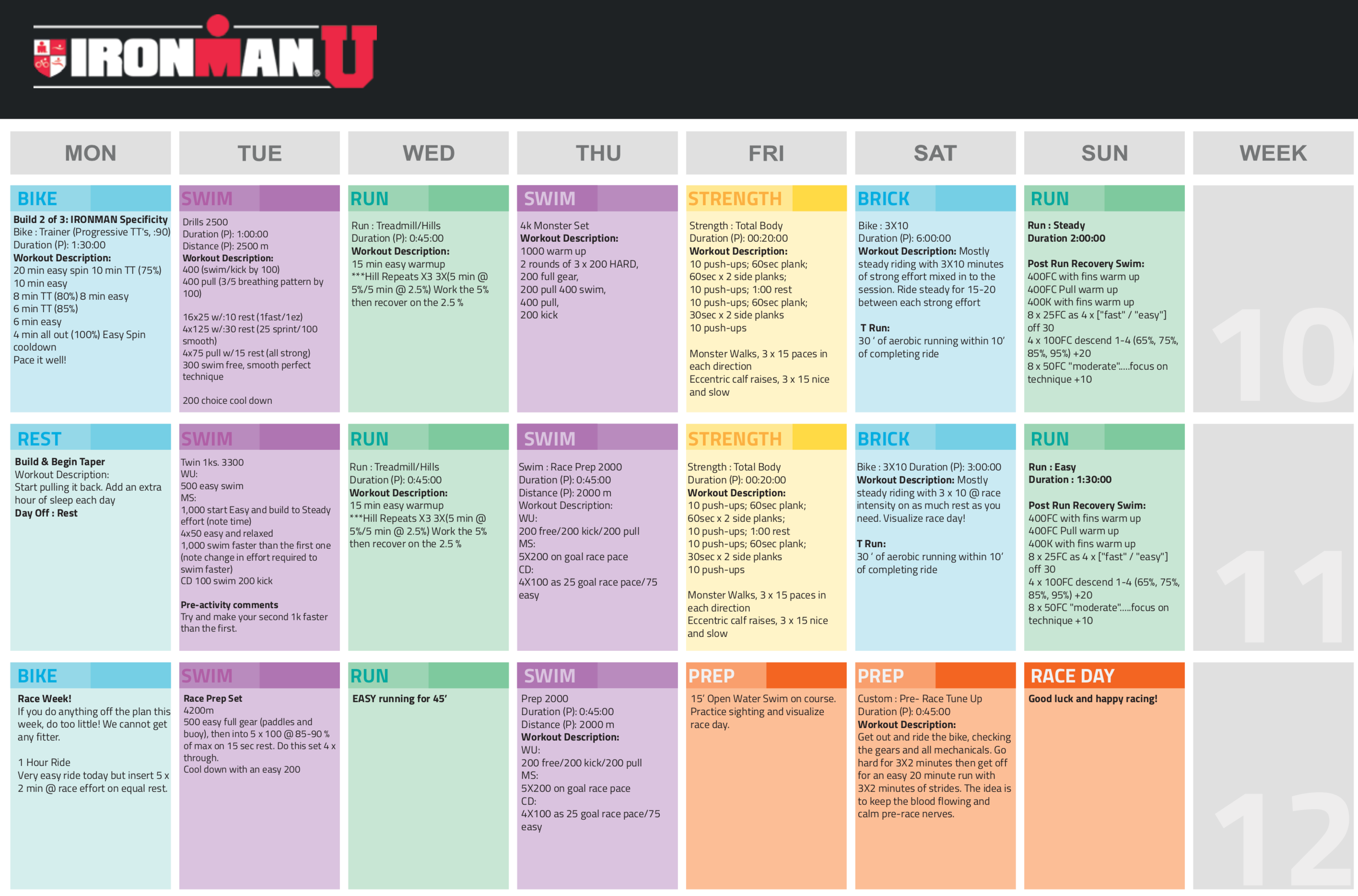 12 Week Half Ironman Triathlon Training Plan