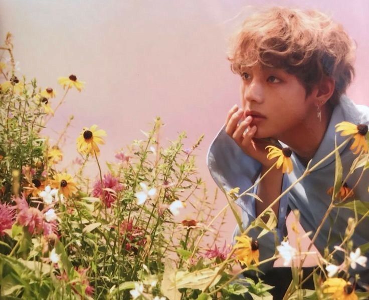 Pictures of Kim Taehyung with Flowers