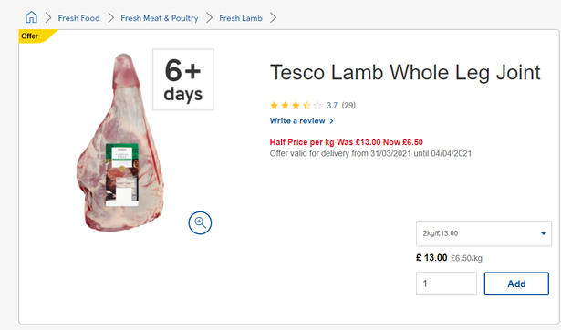 Tesco Half Price Leg of Lamb