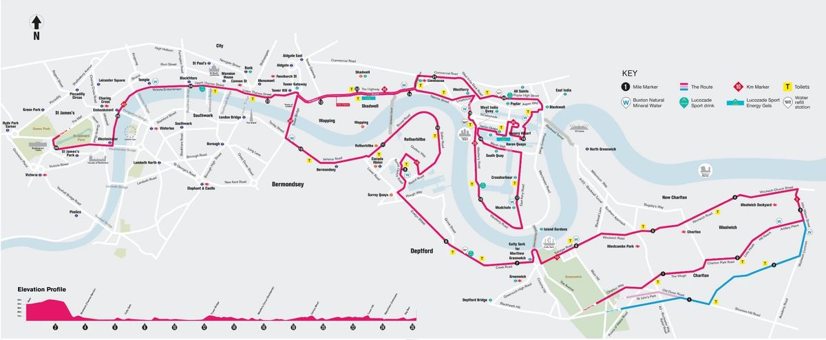Map of London Marathon Route 2026