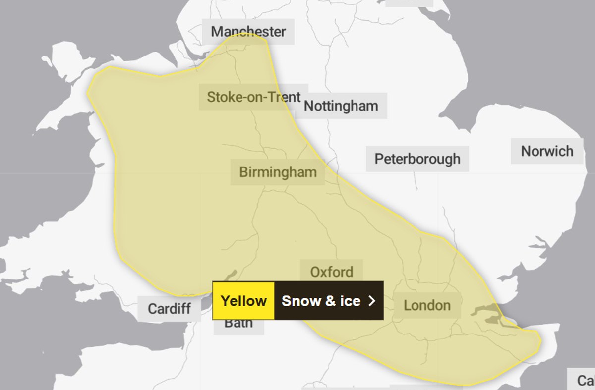 London Receives Met Office Yellow Warning for Snow and Ice