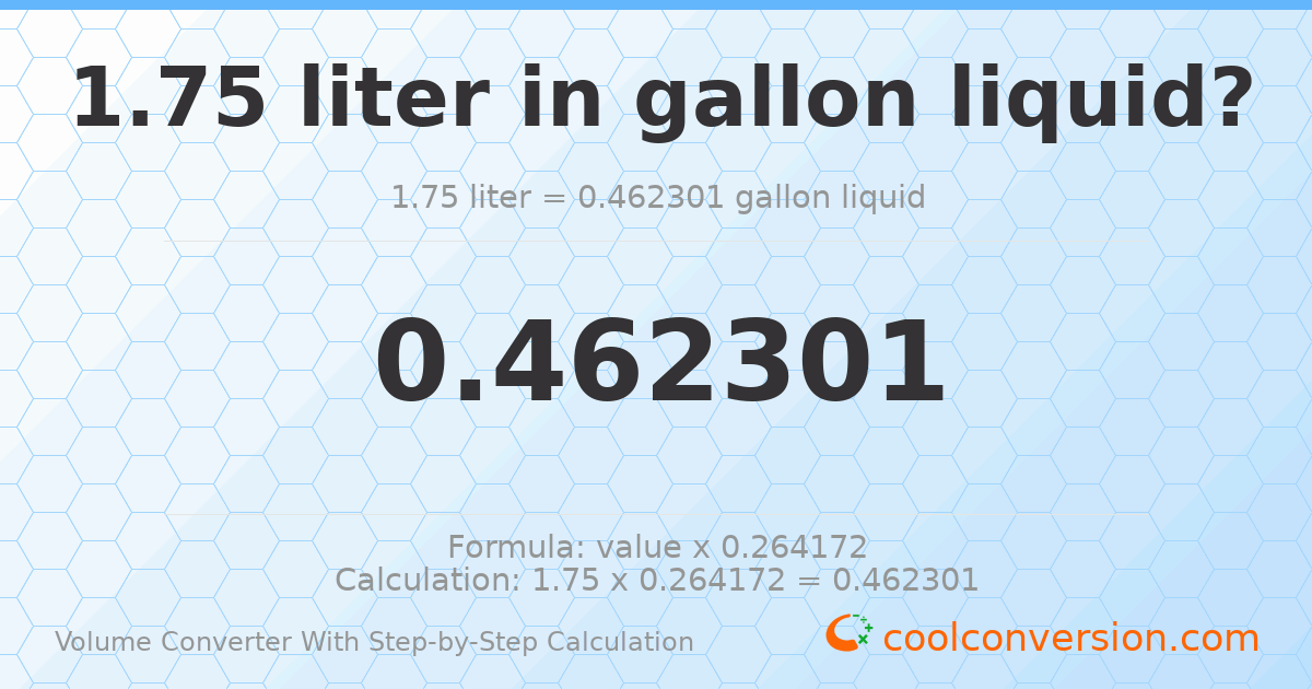 How Many Gallons Is 1.75 L