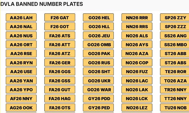 Dvla Withheld over 400 Offensive 2026 Number Plates from Release