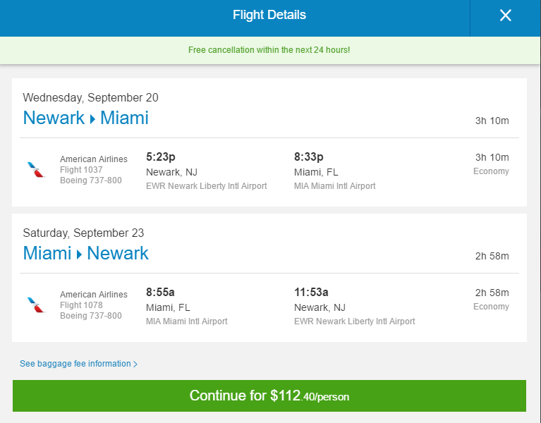 Airline Tickets from Newark to Miami