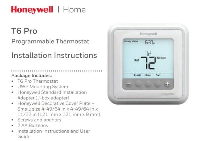 Honeywell Home Pro Series Thermostat User Manual