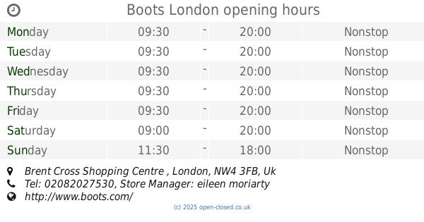 Brent Cross Shopping Centre Opening Times Today