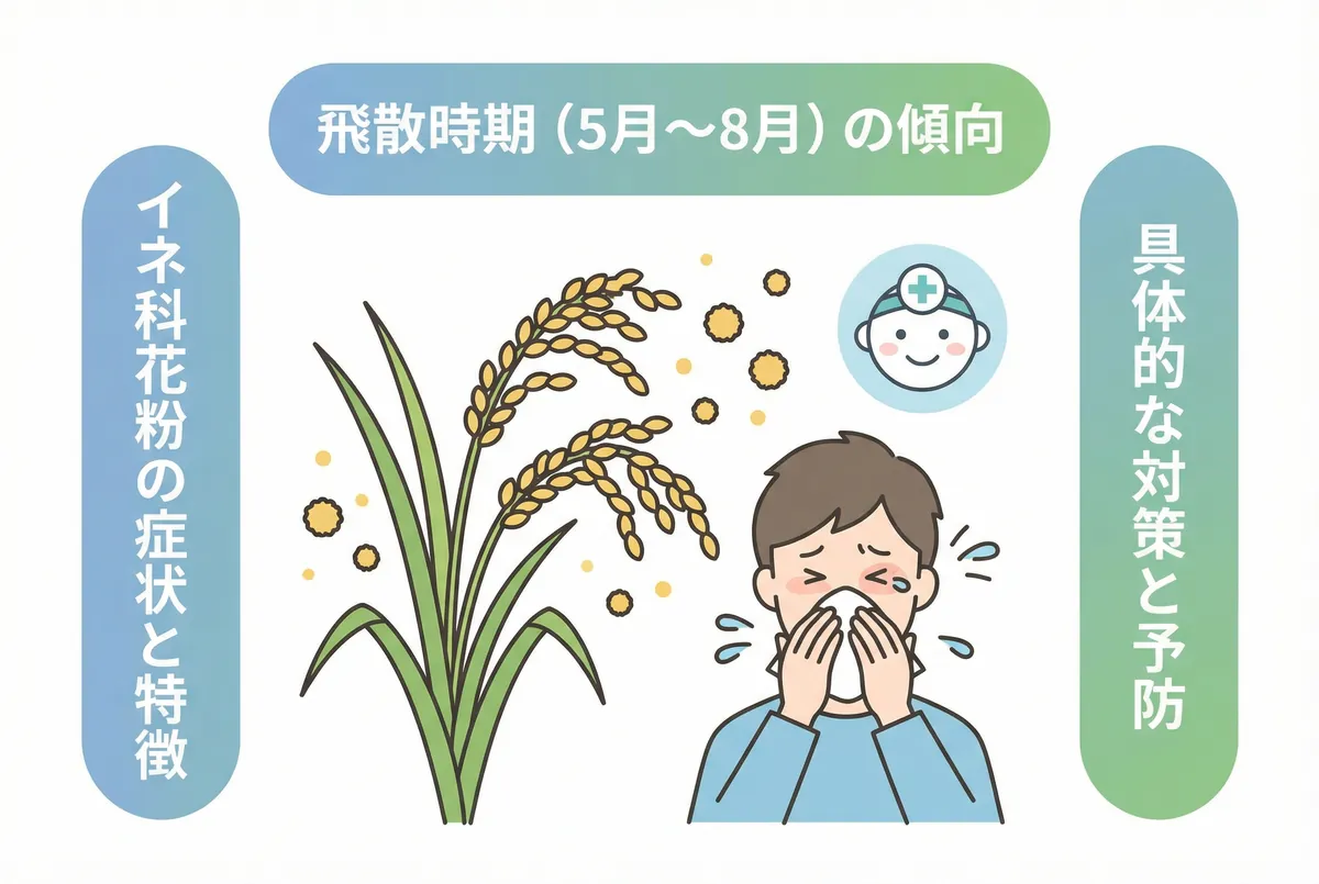 イネ科花粉の時期と症状は？スギとの違いや対策・市販薬を徹底解説