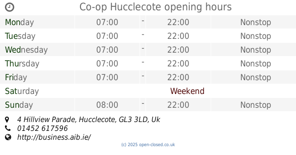 Co Op Opening Times Bank Holiday