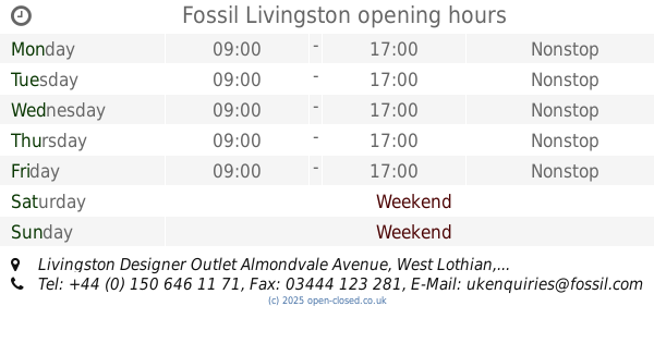 Livingston Designer Outlet Shops Opening Times