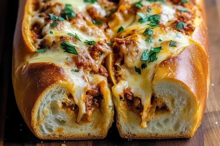Lasagna Stuffed Garlic Bread Recipe