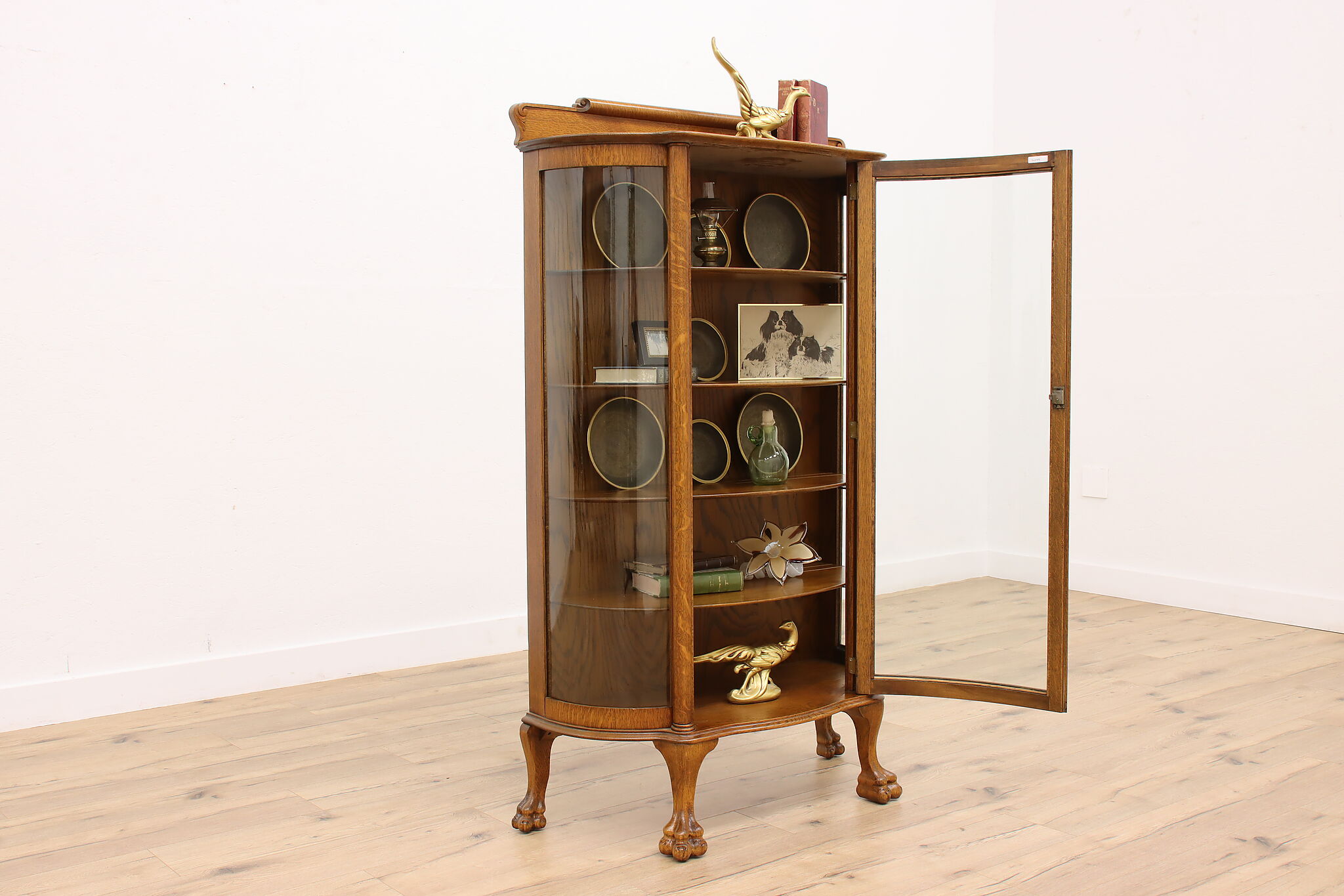 Vintage Wood Curio Cabinet