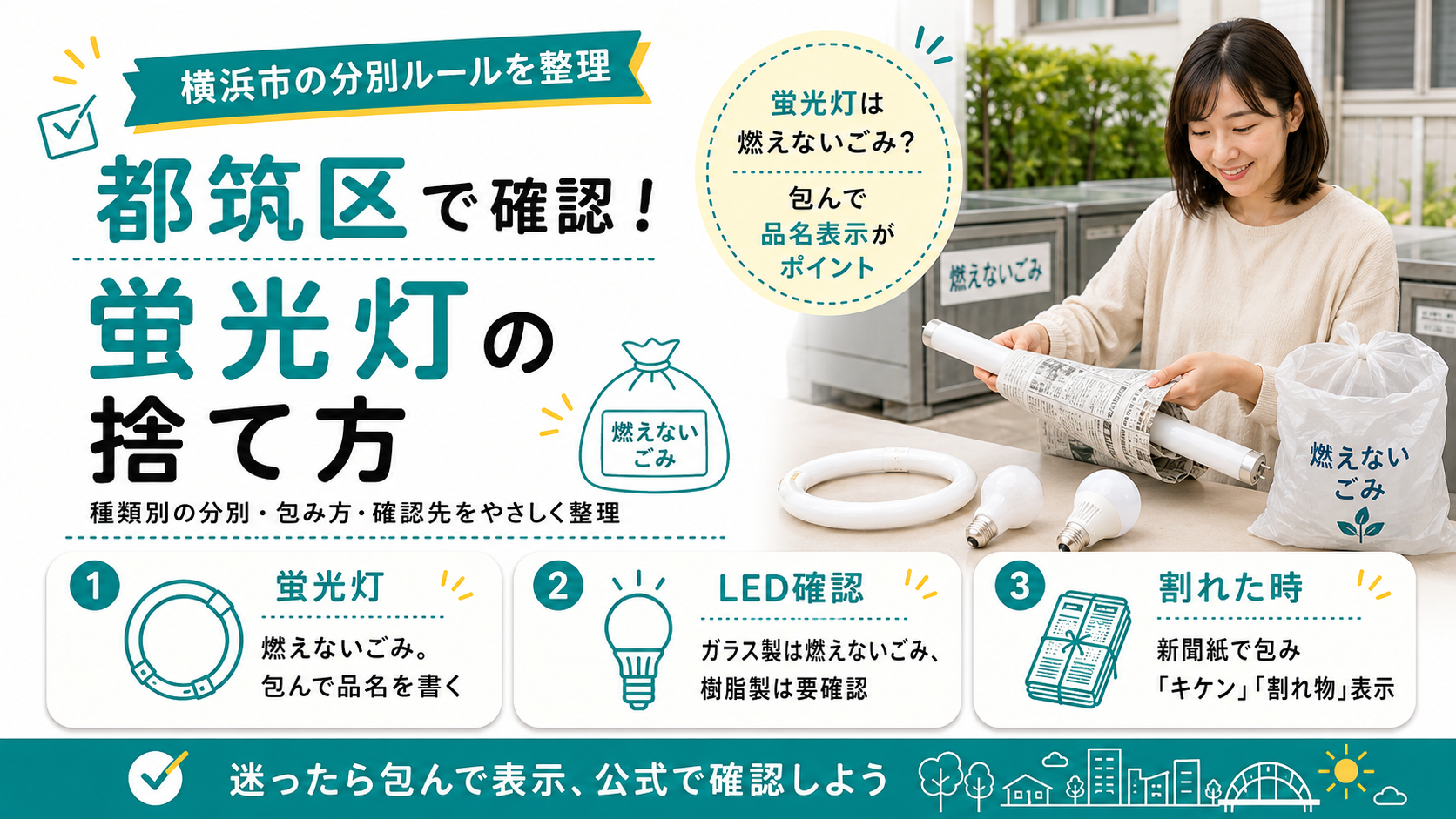 横浜市の蛍光灯ゴミは燃えないごみNg？2026年最新の捨て方ルール