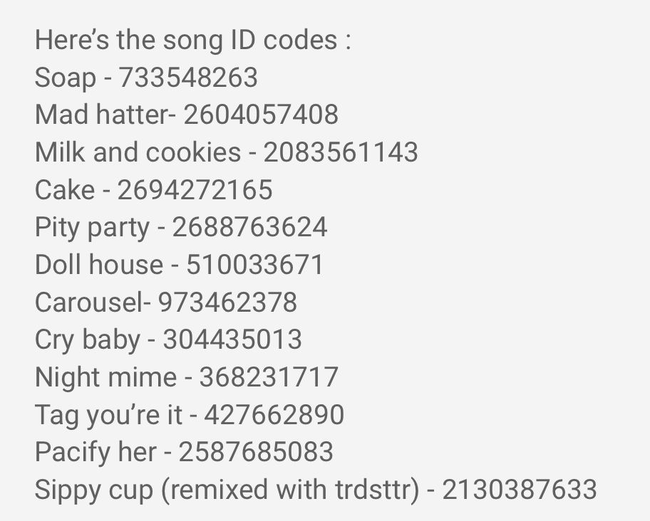 Id Number for Songs in Roblox