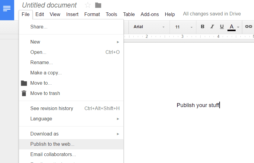 How to Publish Google Doc
