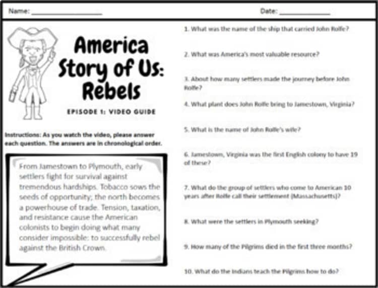 America the Story of Us Rebels Worksheet