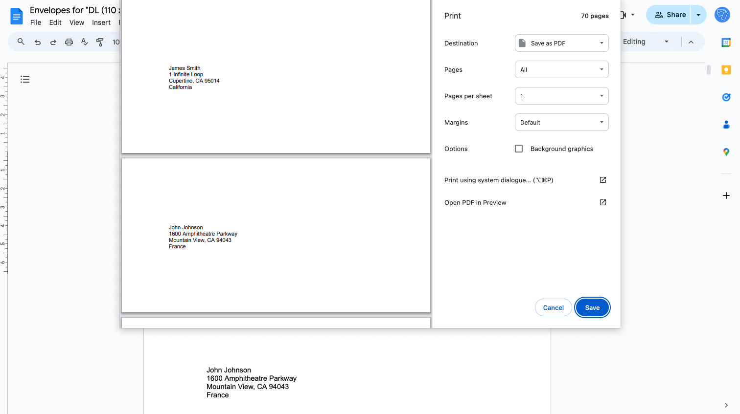 How to Print on Envelopes Google Docs