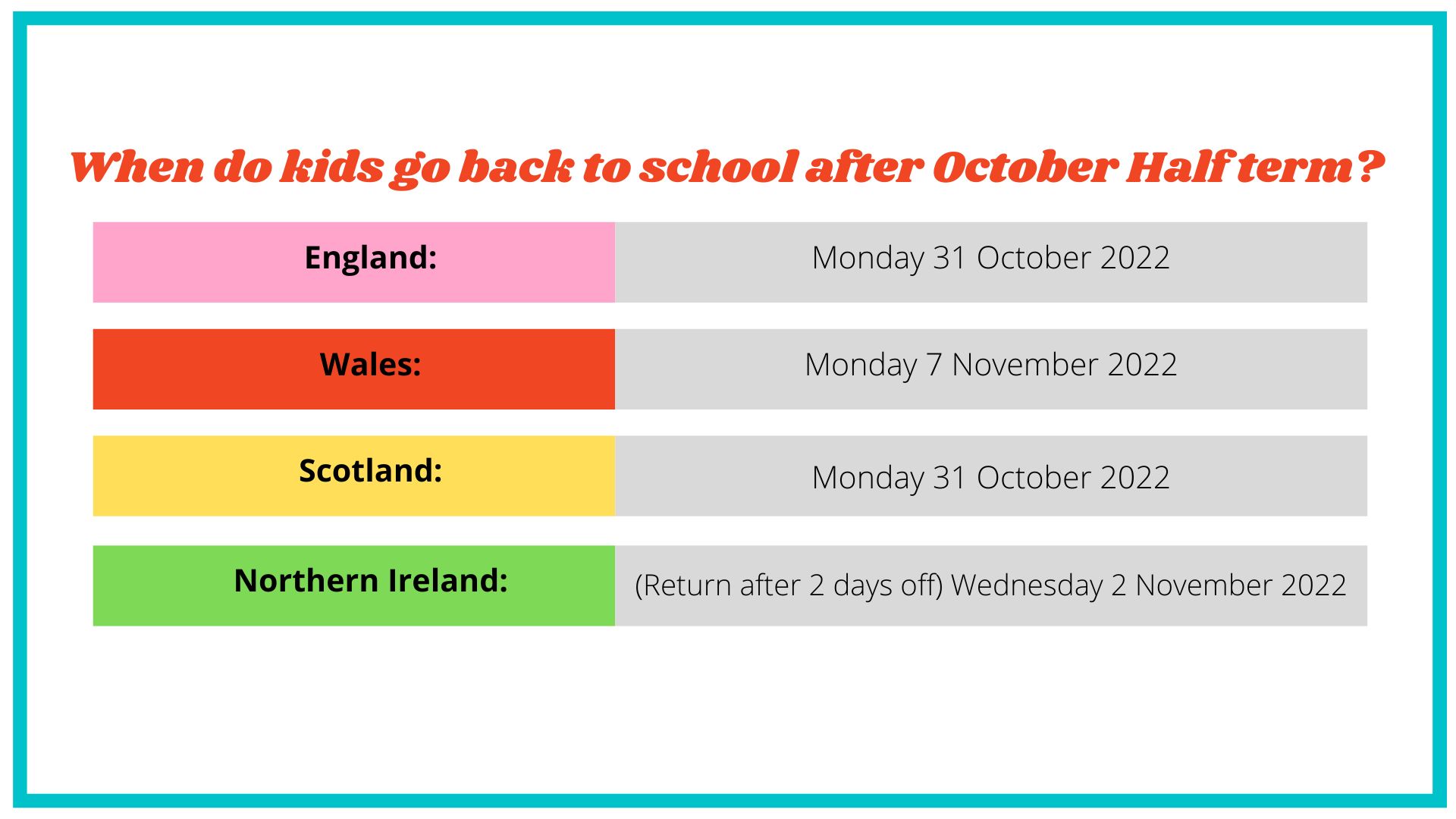 When Is the Uk October Half Term