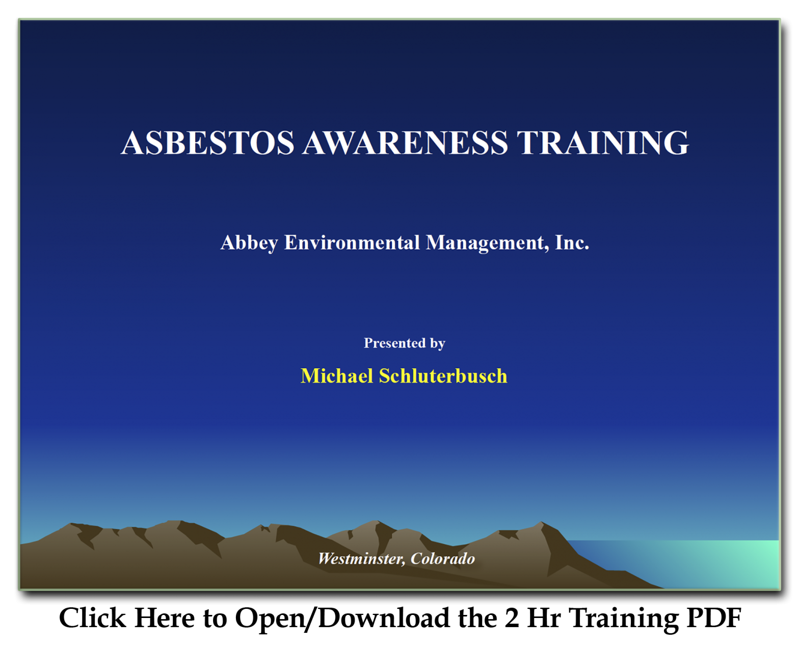 2 Hour Asbestos Awareness Training Video