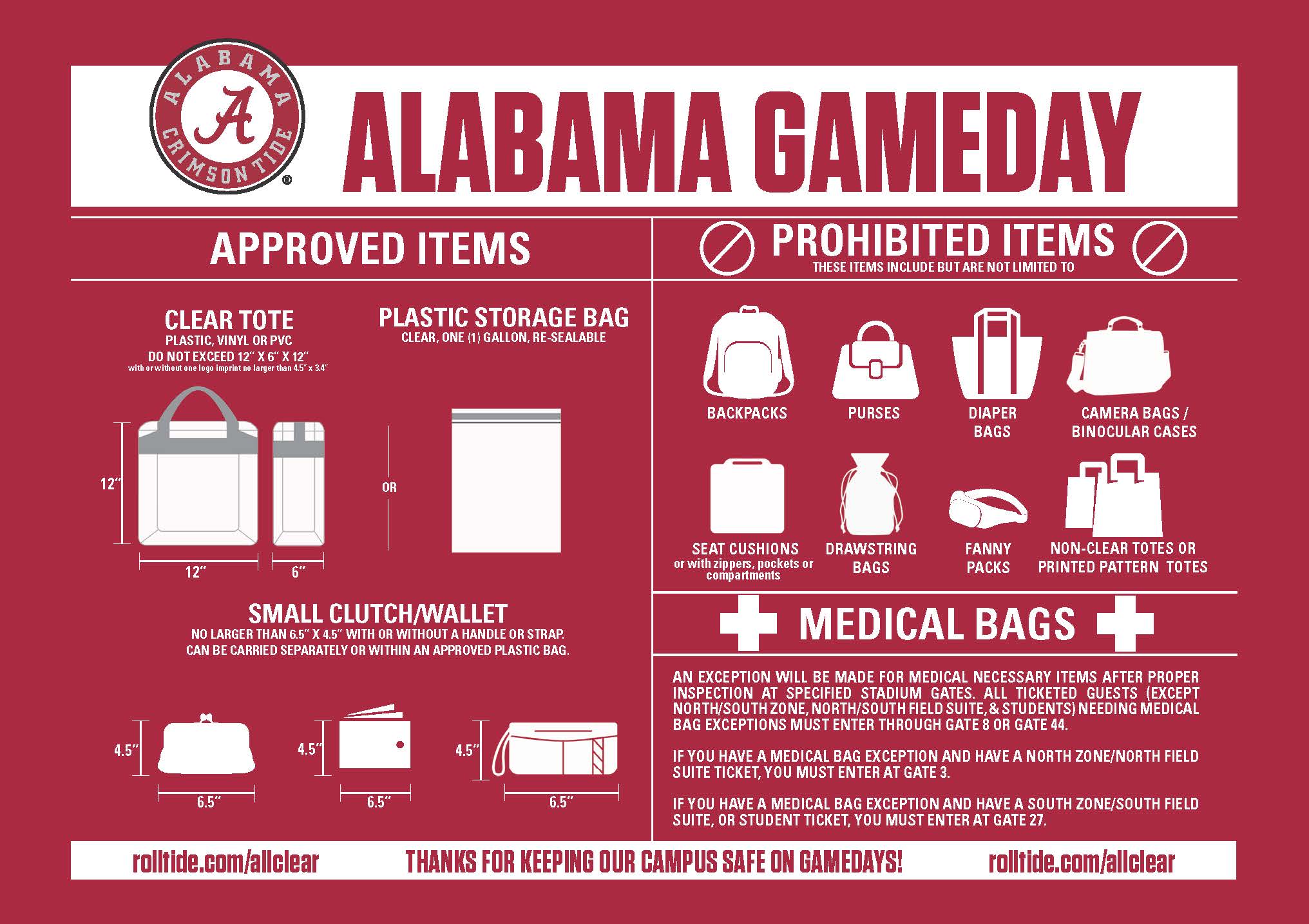 Bryant Denny Bag Policy