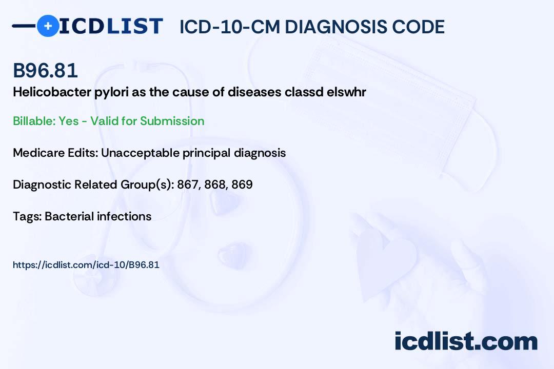 Icd 10 Code for Helicobacter Pylori Gastritis