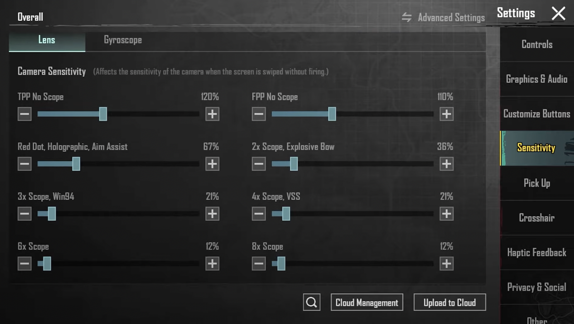 Sensitivity for Pubg