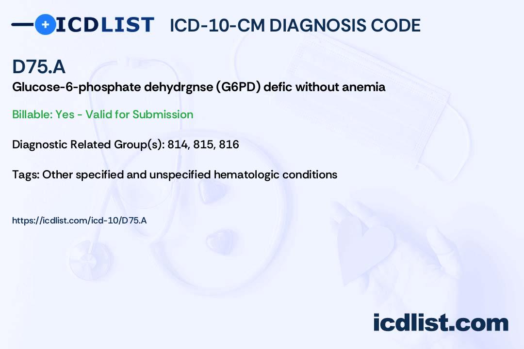 G6Pd Deficiency Icd 10 Code