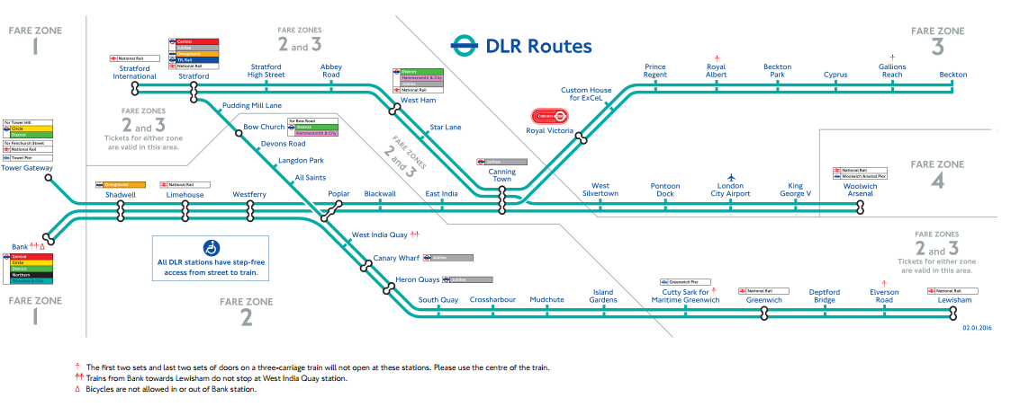 Route Map of Docklands Light Railway