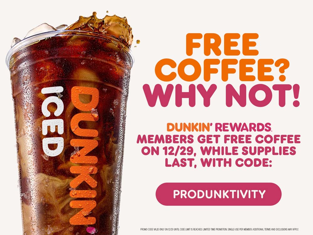 Free Coffee Dunkin Promo Code