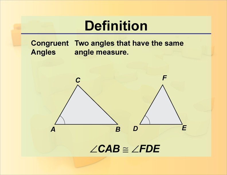 Def of Congruent Angles
