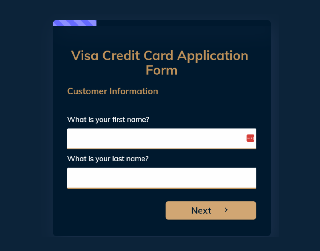 Visa Credit Cards Application