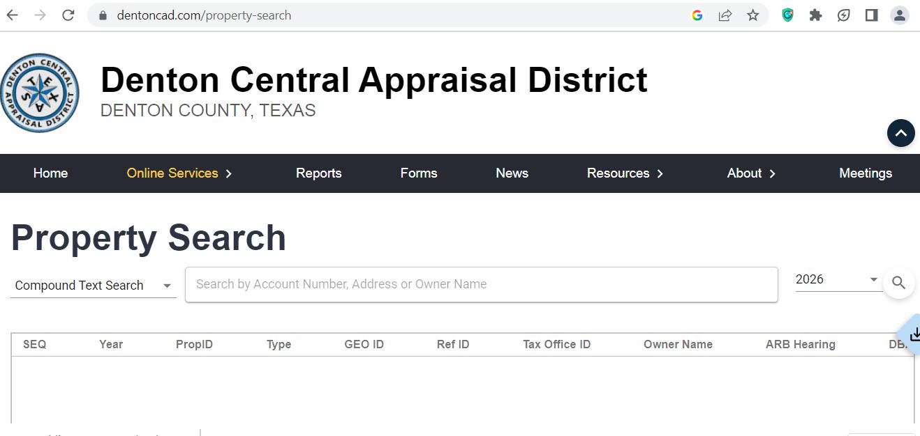 Denton Appraisal District Property Search