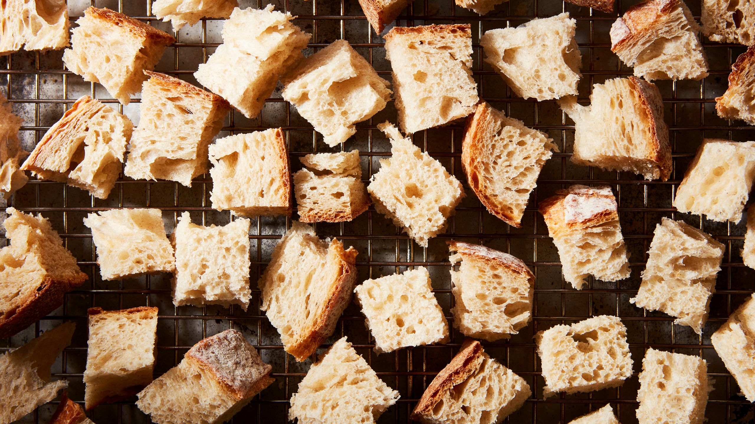 Drying Bread for Stuffing in Oven