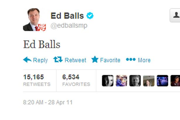Ed Balls Tweets His Own Name