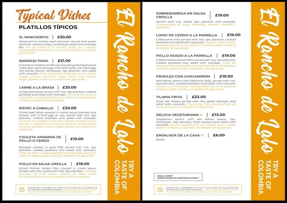 El Rancho De Lalo Brixton Menu