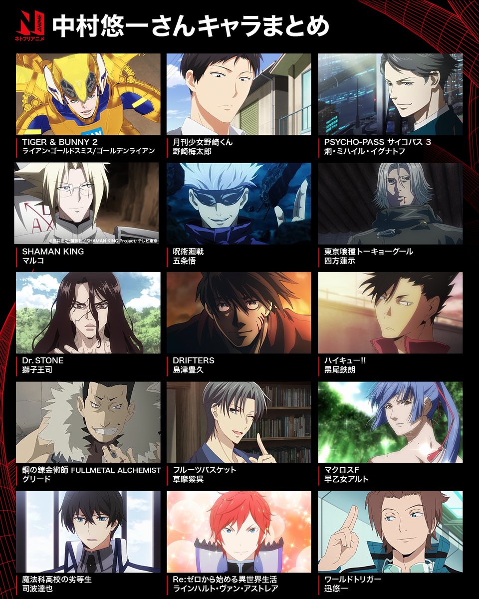 声優・中村悠一の人気キャラ総選挙｜五条悟・黒尾から最新作まで網羅
