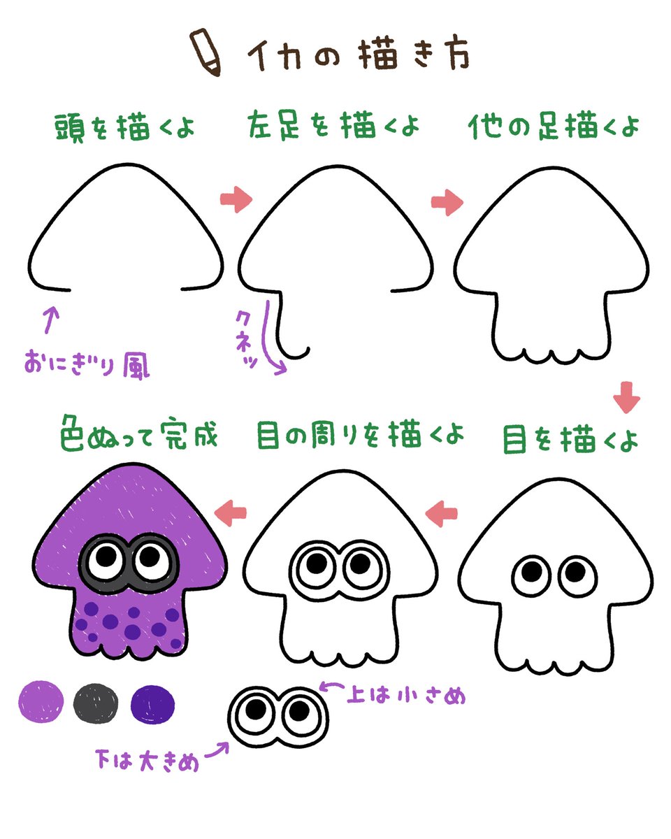 スプラトゥーンのイカイラスト描き方と公式風に見せる黄金比の極意