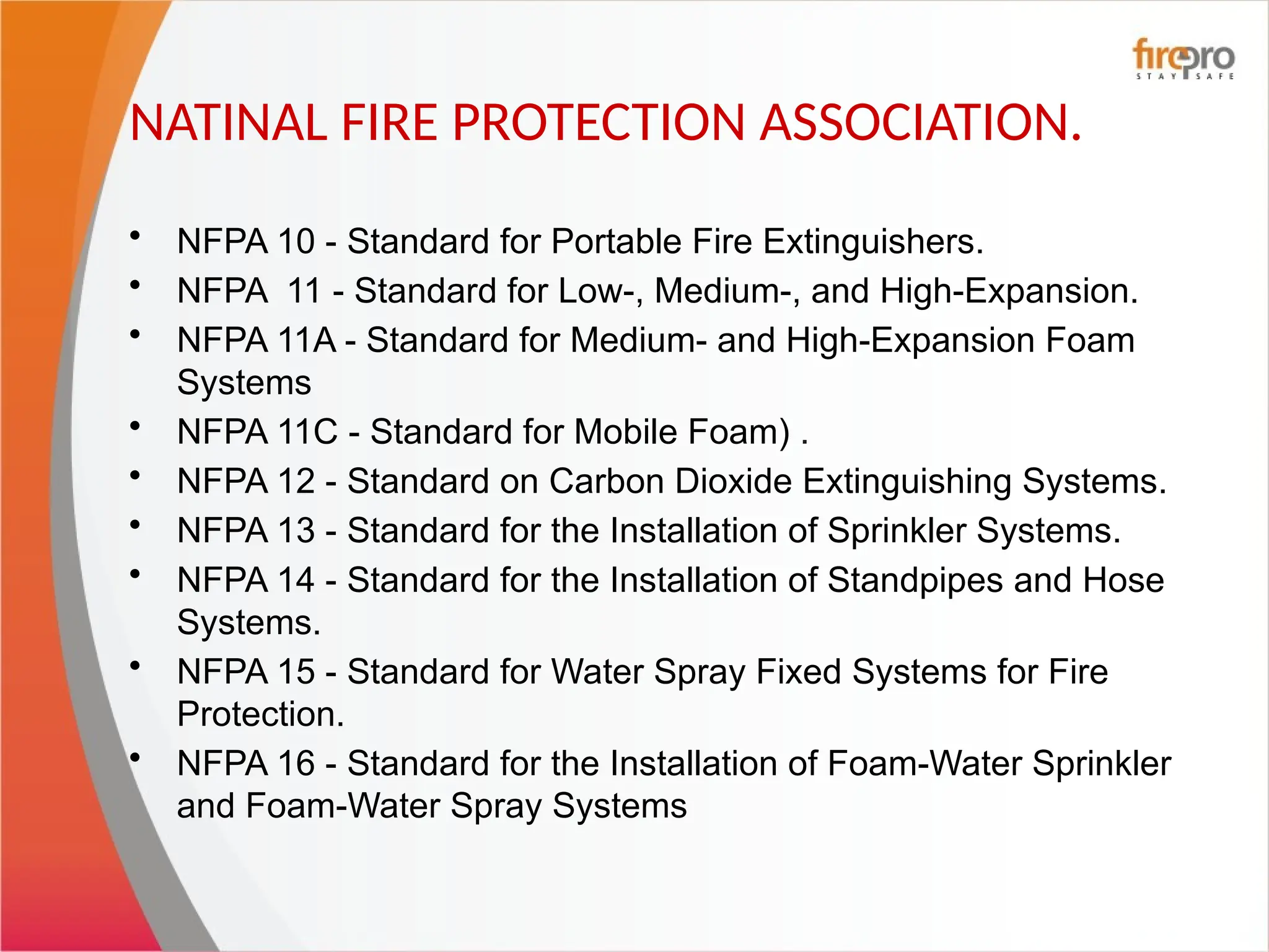 National Fire Protection Association Physical Standards