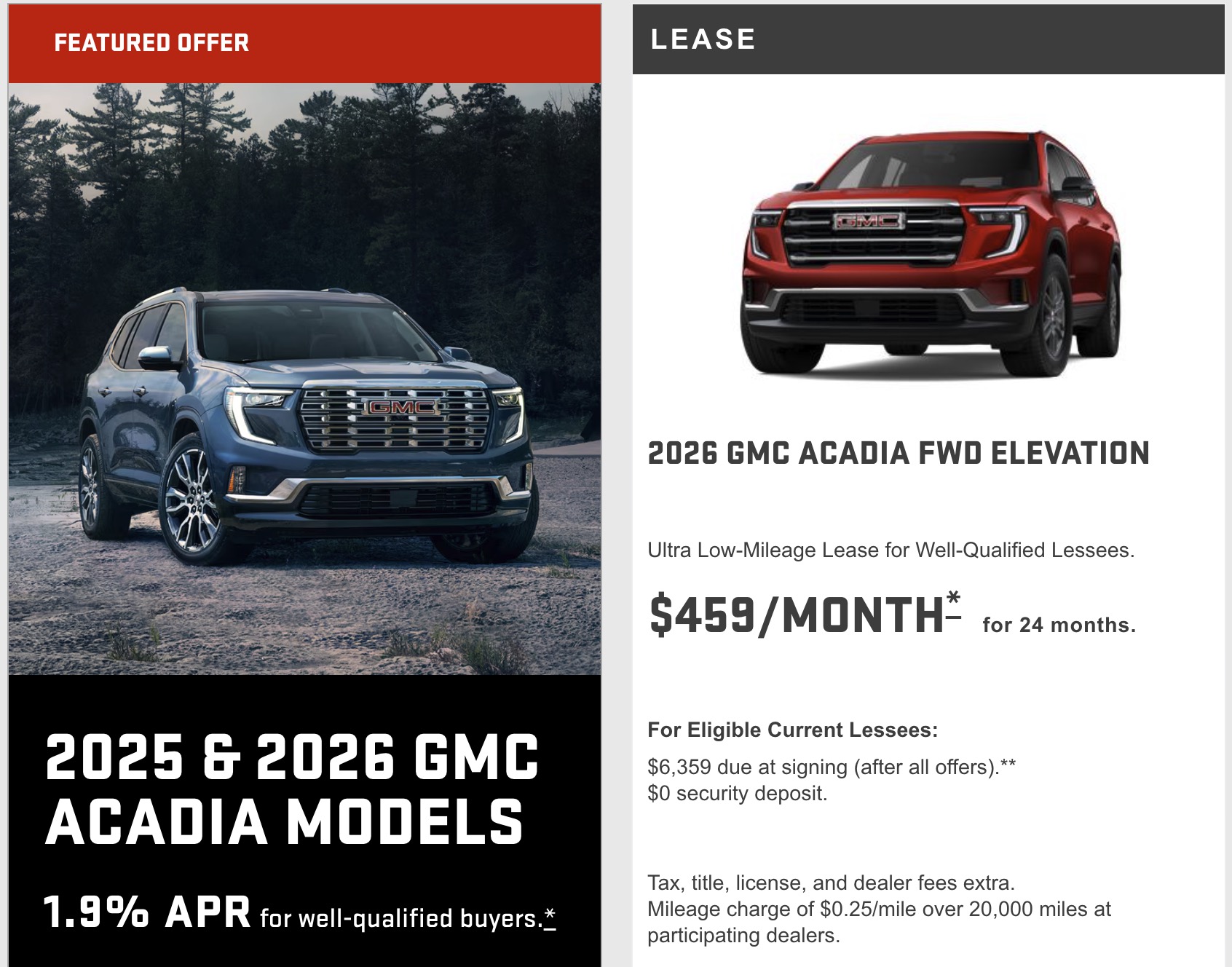 Gmc Acadia Financing Deals