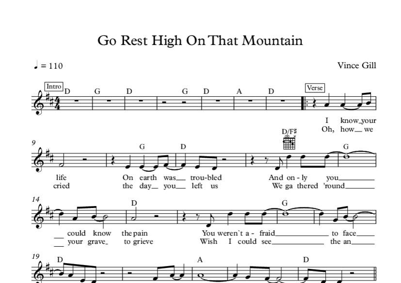 Words and Chords to Go Rest High on That Mountain