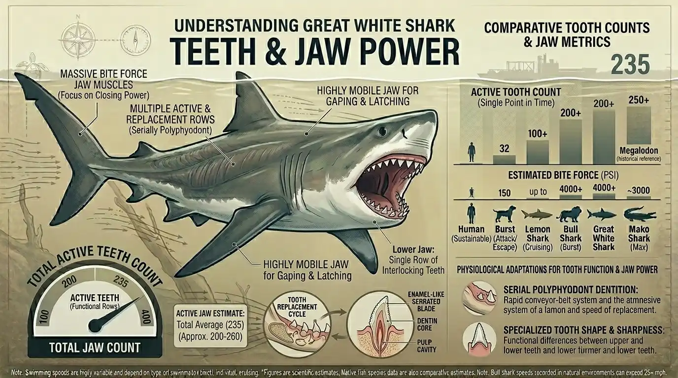 Adult Great White Sharks Have Around How Many Teeth
