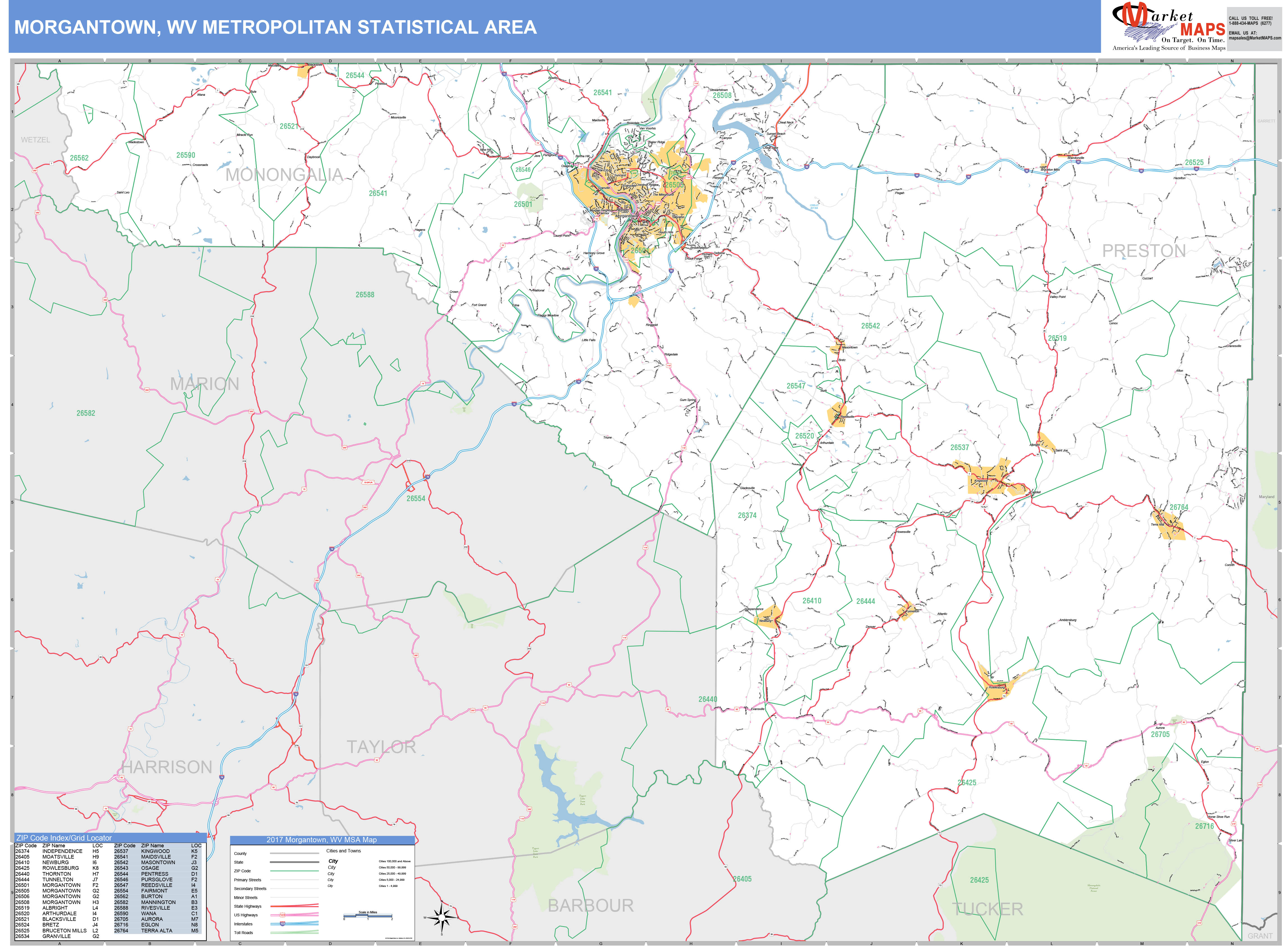 Morgantown Zip Code Map