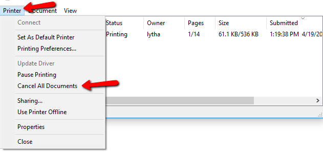 How to Cancel a Document from Printing