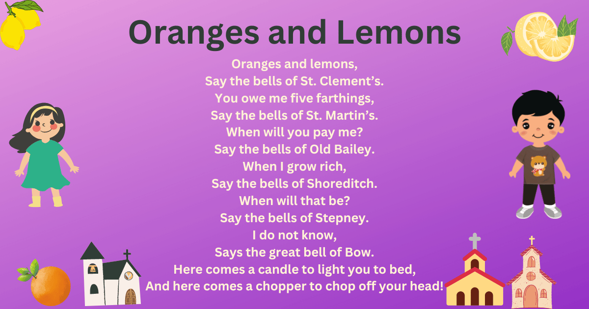 Meaning of Oranges and Lemons Nursery Rhyme