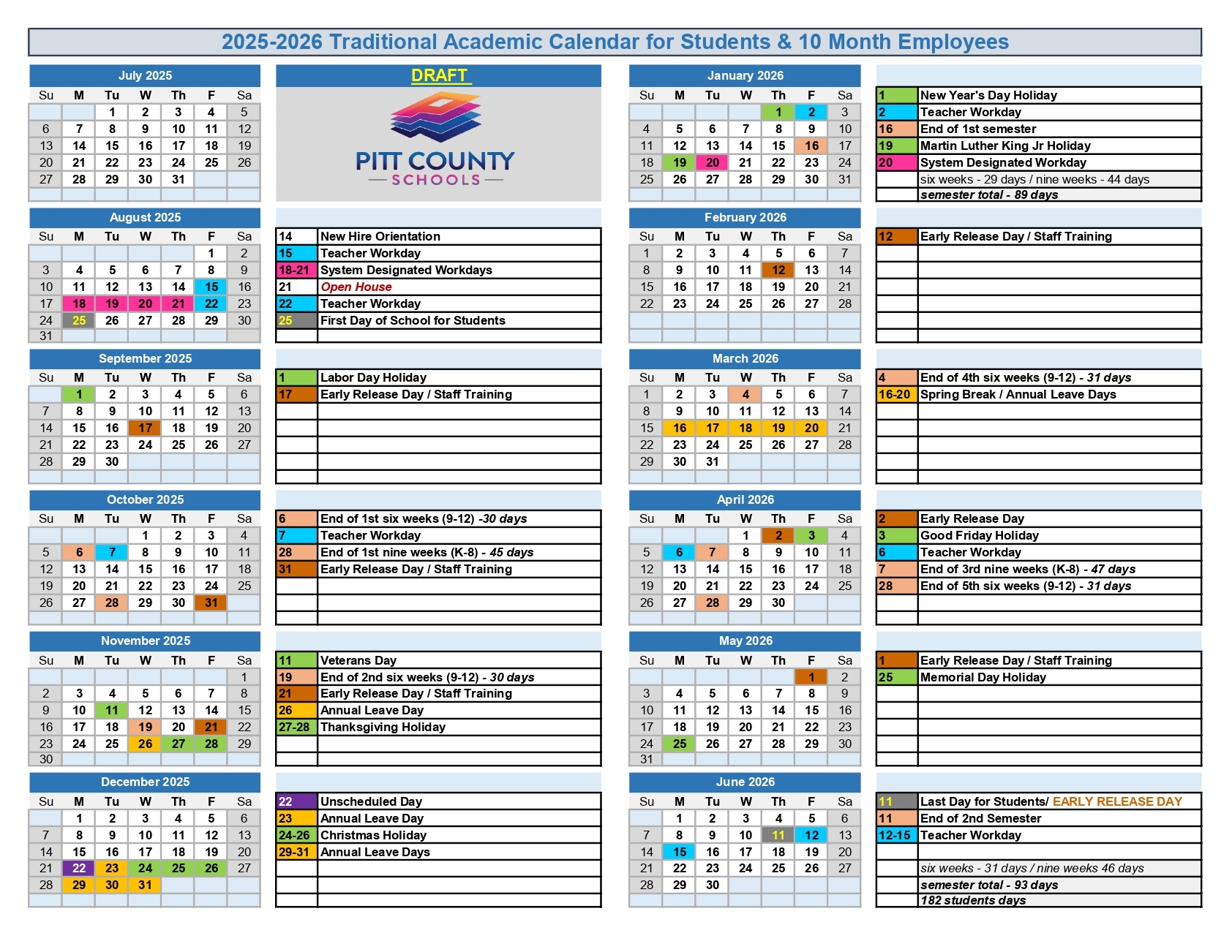 Pitt Academic Calendar 25-26