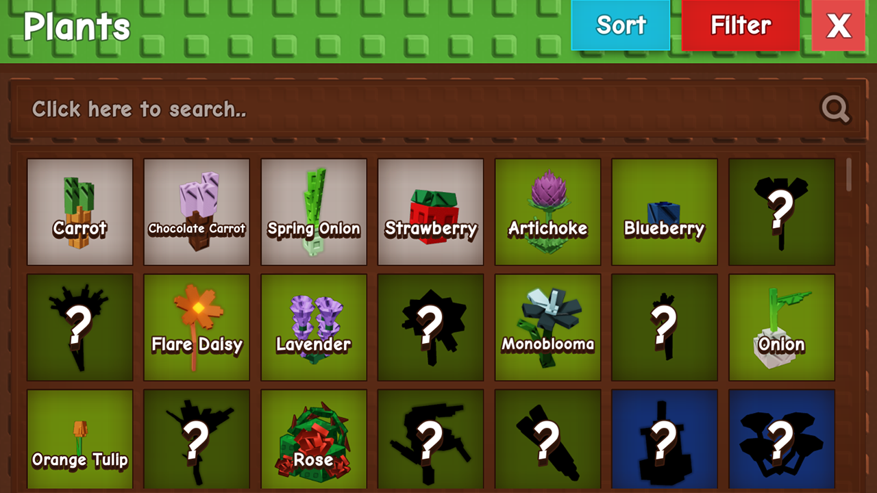 All the Vegetable Plants in Grow a Garden