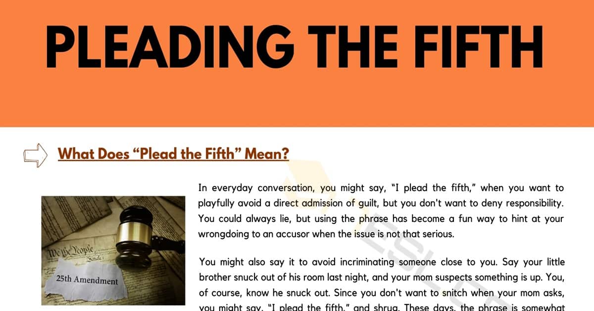What Does I Plead the 5Th Mean